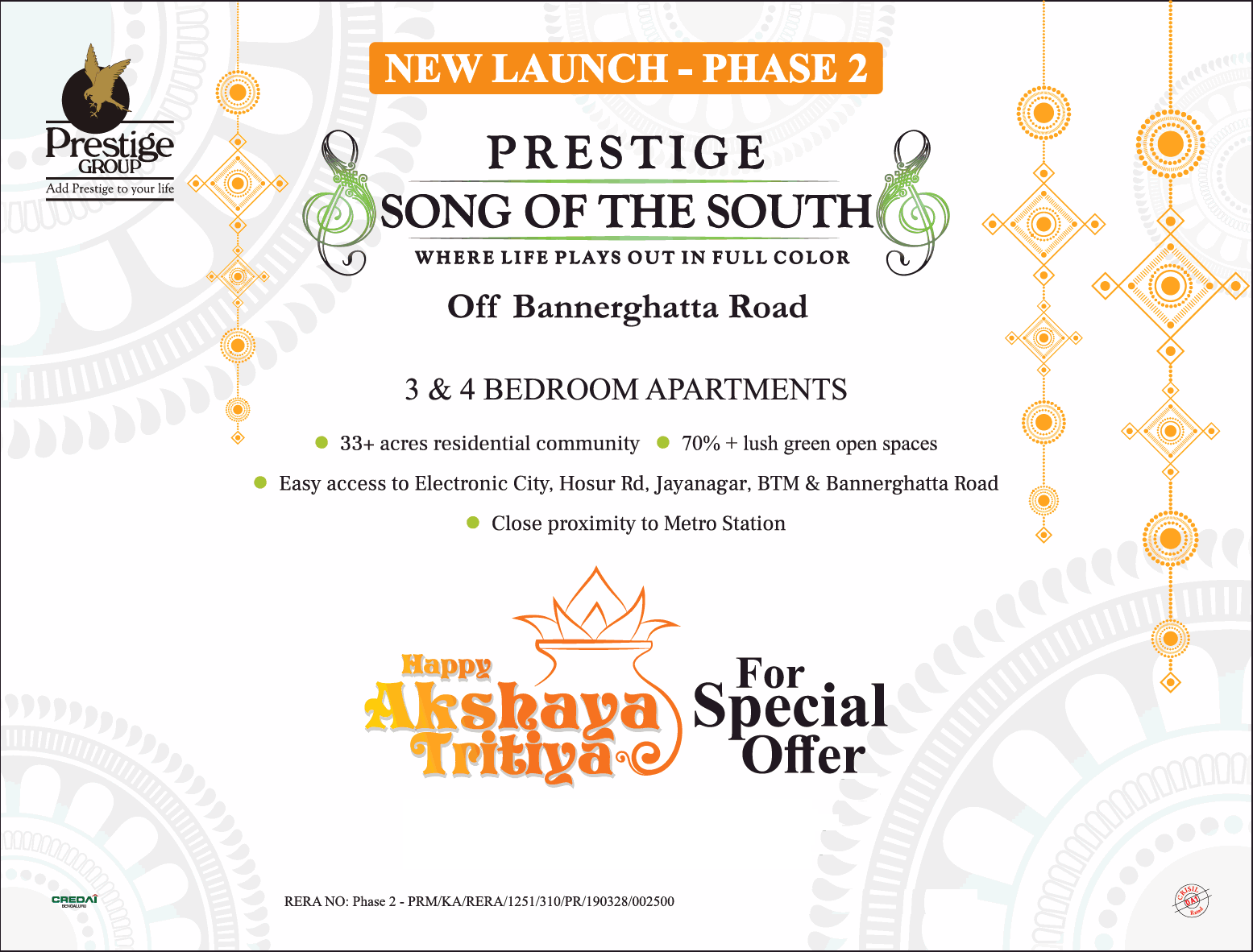 Prestige Song of the South presents 3 & 4 Bedroom Apartments in Bangalore Update